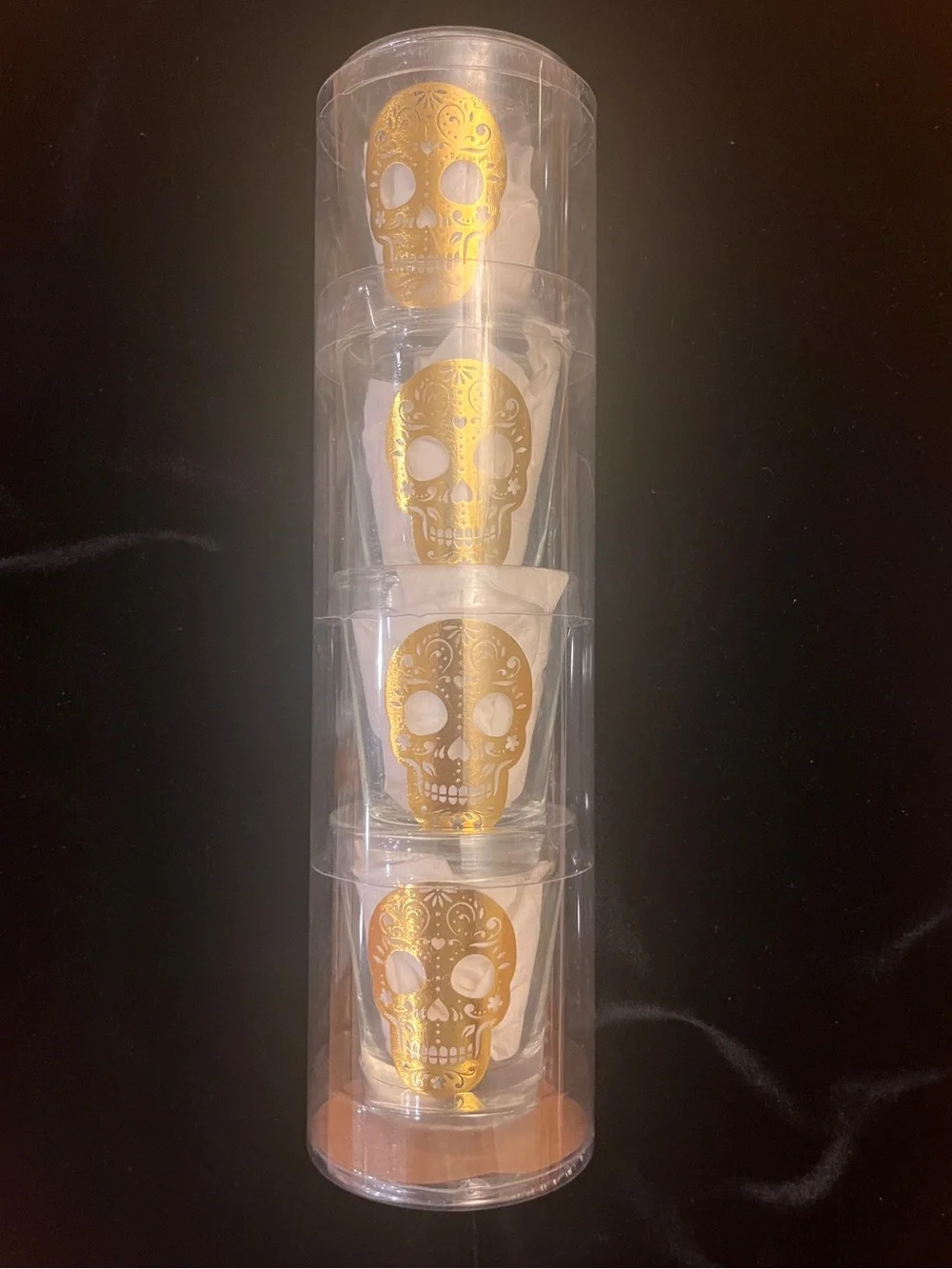 Gold Sugar Skull Party Cups Shot Glasses SET OF 4 Home Party Supplies NWT